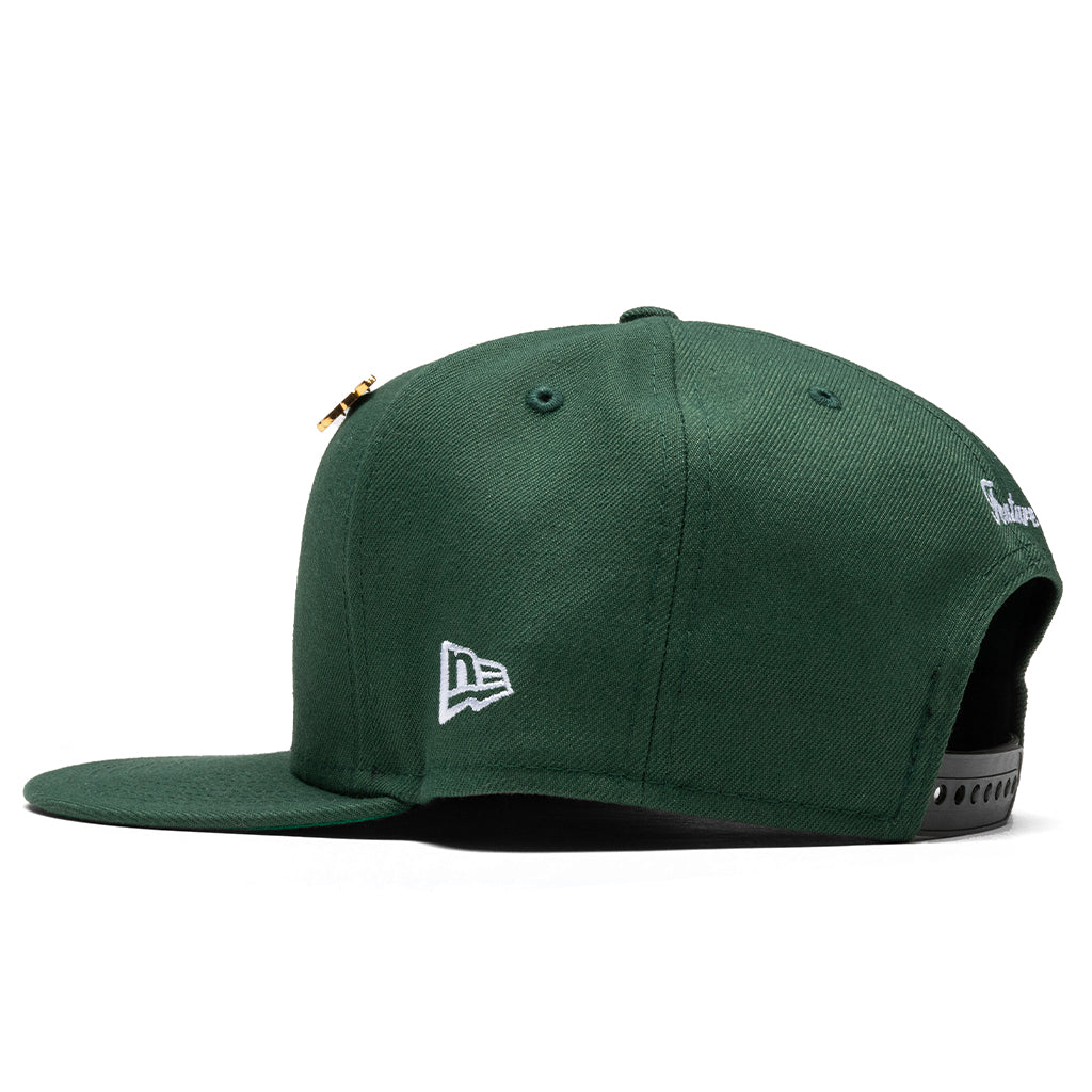 Feature x New Era Old English F Snapback Hat w/ Pin - Cilantro Green
