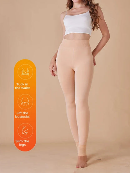 Women's Solid Color Fleece Lined Thermal Tights Warm Winter Leggings
