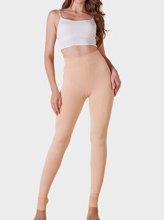 Women's Solid Color Fleece Lined Thermal Tights Warm Winter Leggings