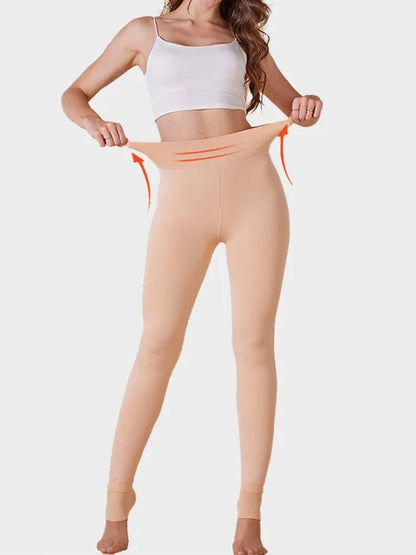 Women's Solid Color Fleece Lined Thermal Tights Warm Winter Leggings