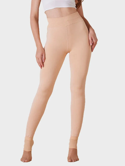 Women's Solid Color Fleece Lined Thermal Tights Warm Winter Leggings