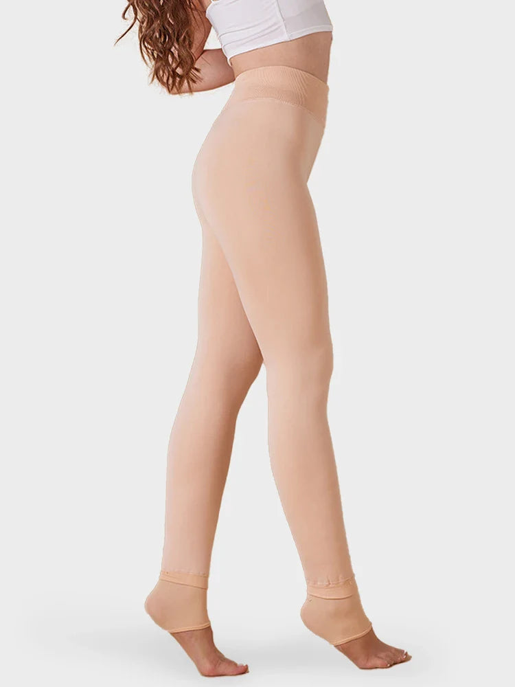 Women's Solid Color Fleece Lined Thermal Tights Warm Winter Leggings