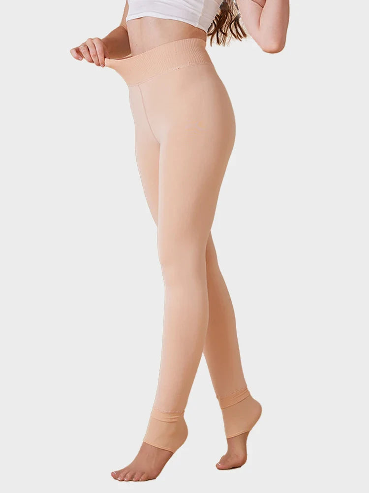 Women's Solid Color Fleece Lined Thermal Tights Warm Winter Leggings