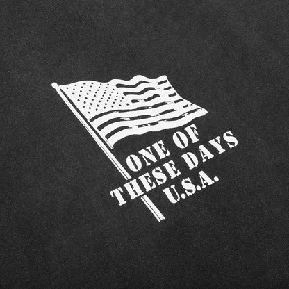 American Flag Cowboy Long Sleeve Tee - Washed Black