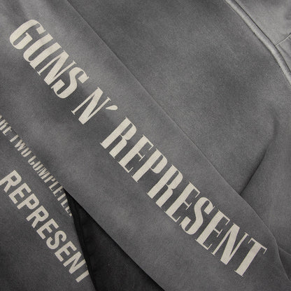 Represent x Guns N' Roses Cross Zip Through Hoodie - Stained Black