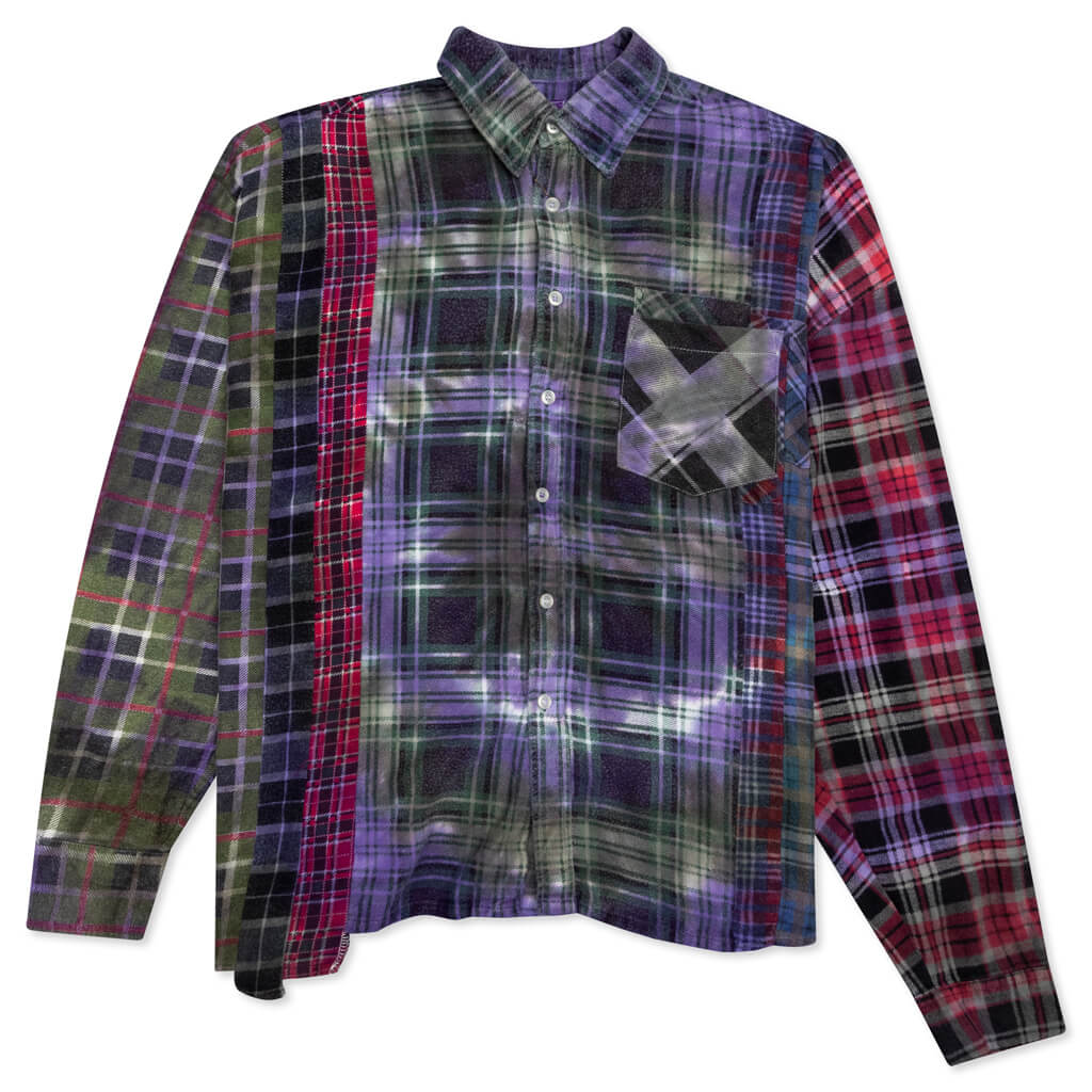7 Cuts Tie Dye Wide Flannel Shirt - Assorted