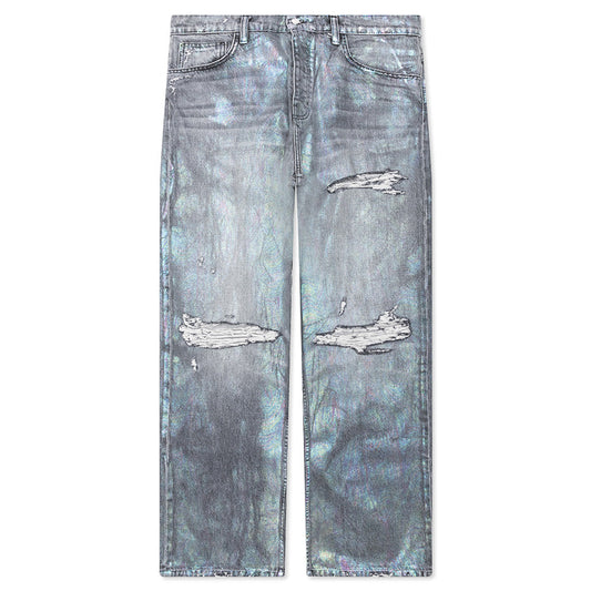 Oil Spill Baggy Jean - Charcoal Wash