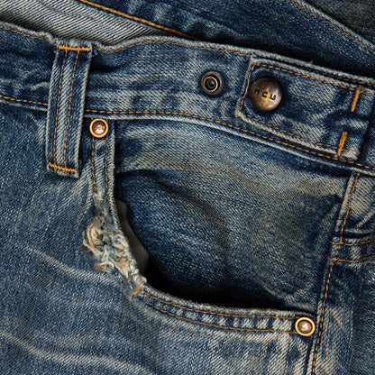Showa Relaxed 'Gurisu' Dirty Vintage - Mid Blue