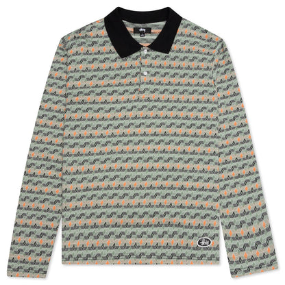 Diamond Pattern Polo - Olive