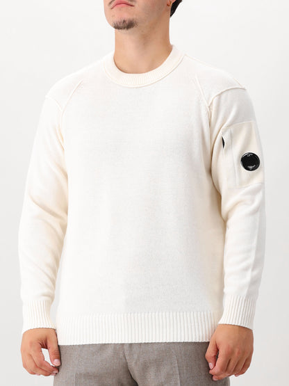 Cp Company Gebreide Trui Wit Lambswool