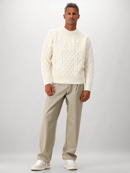 C.P. Company Gebreide Trui Wit Wool Soft Shetland