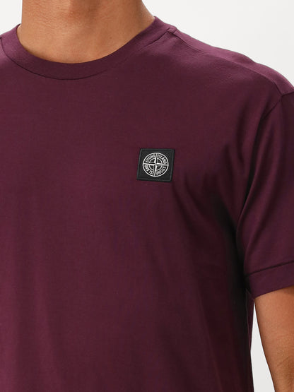 Stone Island T-shirt Paars Patch Logo